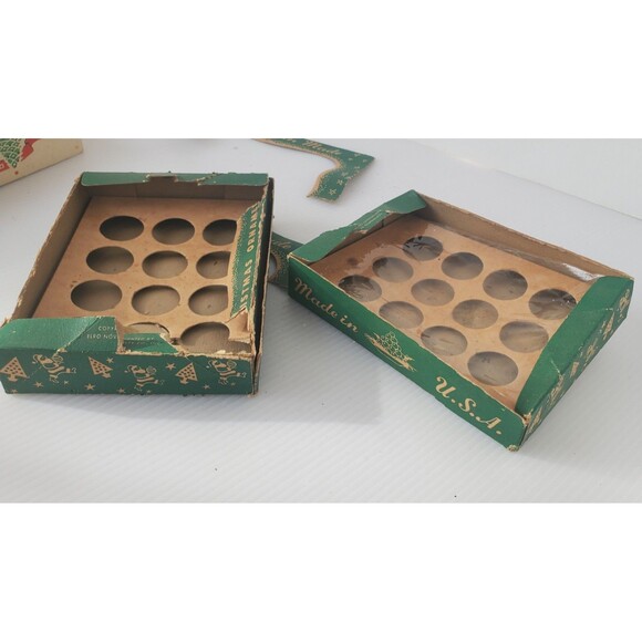 BOX ONLY VTG Christmas Ornament Empty USA 50s Cardboard Ephemera Santa Tree Lot - Picture 13 of 14